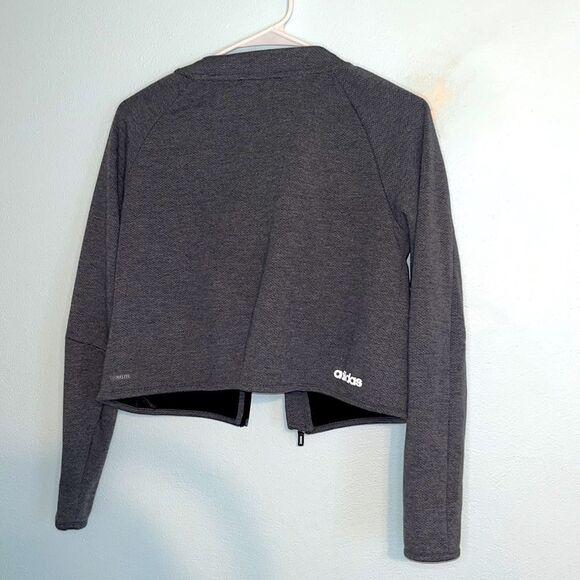 Women’s Adidas Gray Designed to move cropped zip up jacket athletic athleisure - Picture 4 of 7